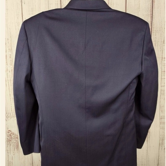 Albert Nipon Suit Mens 46R Navy 3 Button Wool Color Black - Picture 2 of 14